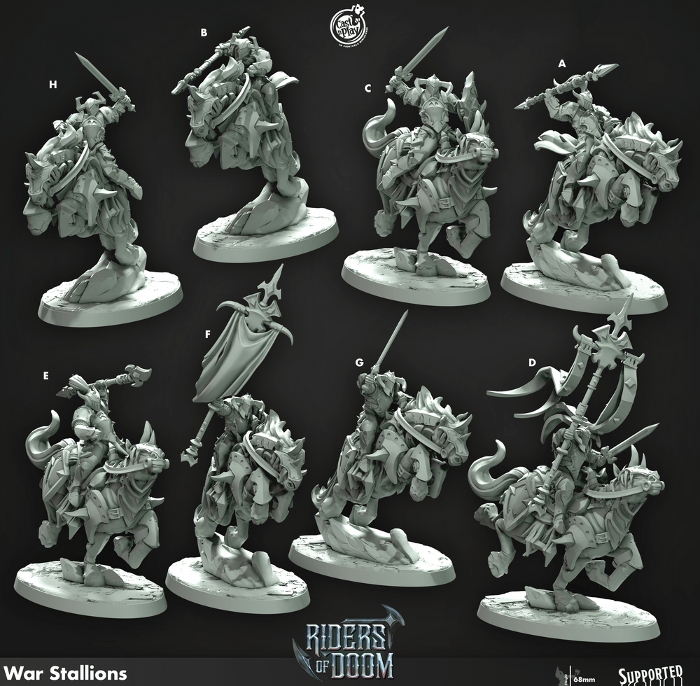 3D Printed Cast n Play War Stallions Riders of Doom Set 28mm 32mm D&D (Online Only)