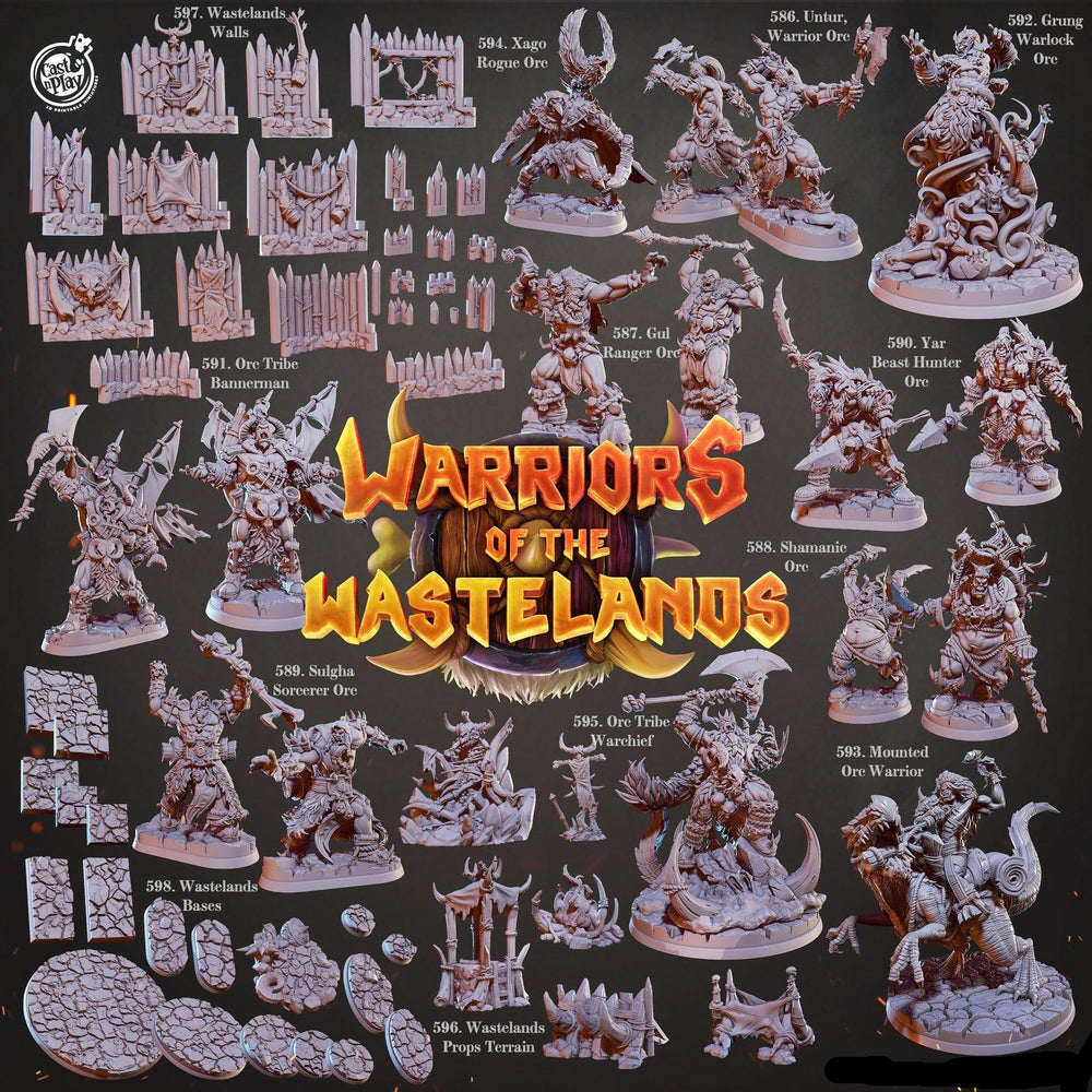 3D Printed Cast n Play Yar Beast Hunter Orc Warriors of the Wastelands 28mm 32mm D&D (Online Only)