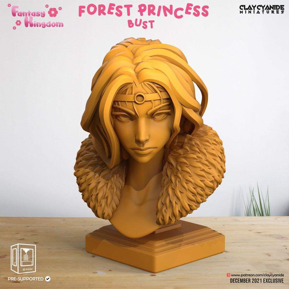 3D Printed Clay Cyanide Fantasy Kingdom - Forest Princess Bust 28mm 32mm D&D (Online Only)