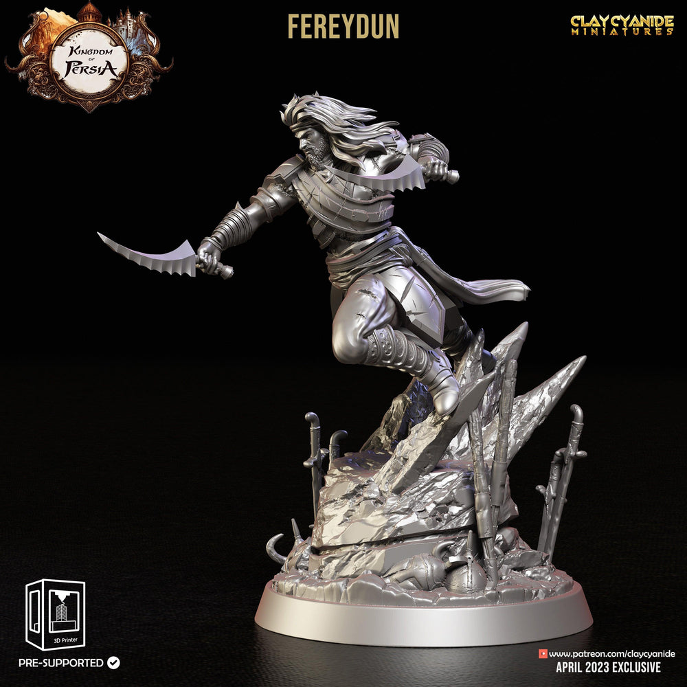 3D Printed Clay Cyanide Fereydun Kingdom of Persia 28 32 mm D&D (Online Only)