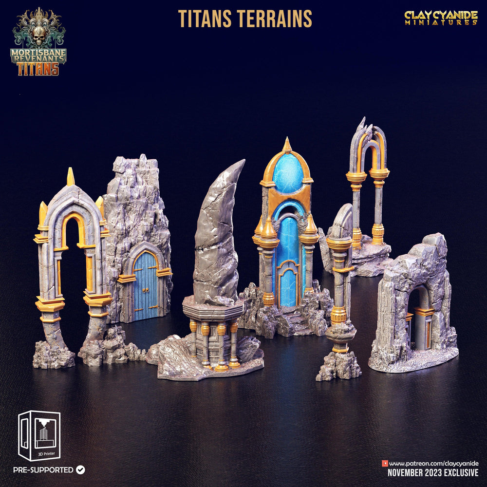 3D Printed Clay Cyanide Titan Terrain Set Mortisbane Titans Set 28 32 mm D&D (Online Only)