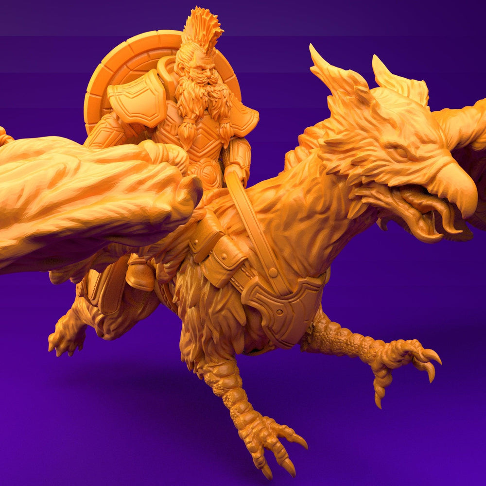 3D Printed Dwarf’s Army Nafarrate - Dwarf Griffon Rider Set 28mm 32mm Ragnarok D&D (Online Only)