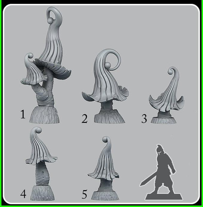 3D Printed Fantastic Plants and Rocks Enchanted Mushrooms 28mm - 32mm D&D Wargaming (Online Only)