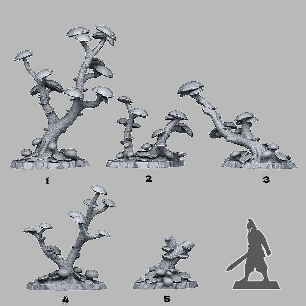3D Printed Fantastic Plants and Rocks Mushrooms Trees 28mm - 32mm D&D Wargaming (Online Only)