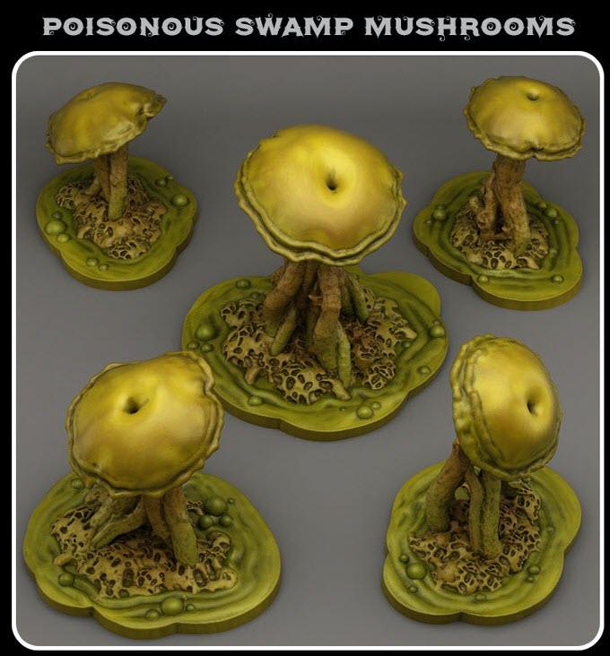 3D Printed Fantastic Plants and Rocks Poisonous Swamp Mushrooms 28mm - 32mm D&D Wargaming (Online Only)