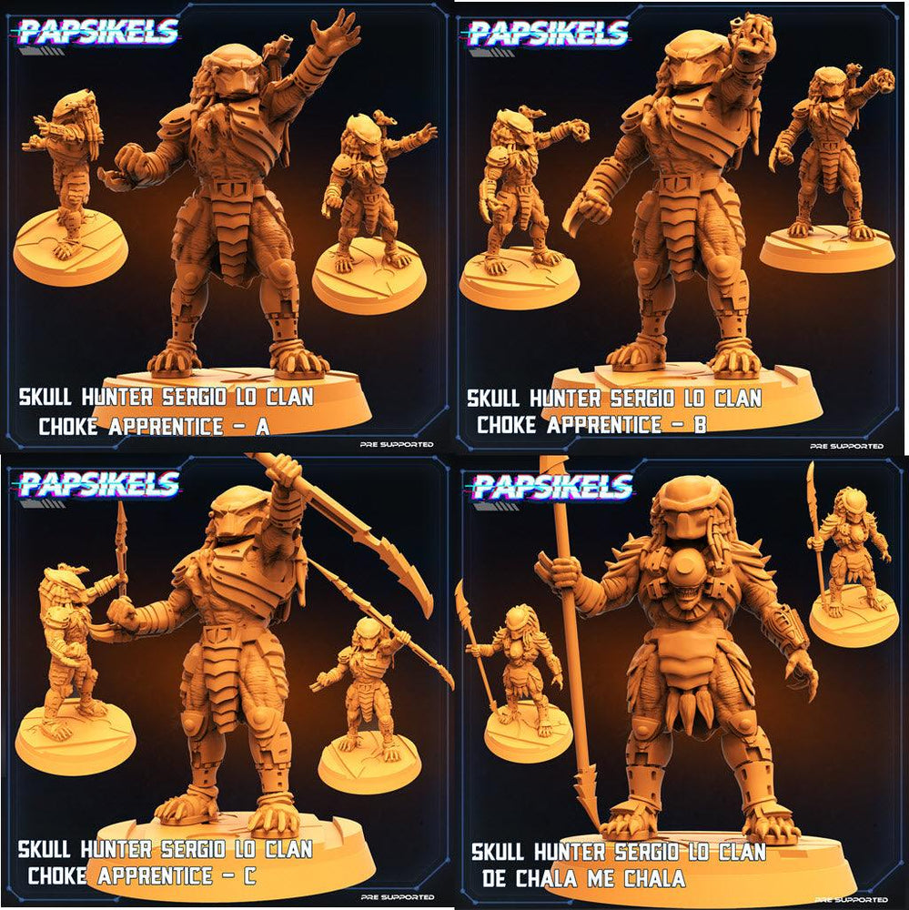 3D Printed Papsikels Cyberpunk Sci-Fi Skull Hunter Sergio Lo Clan Choke Set - 28mm 32mm (Online Only)