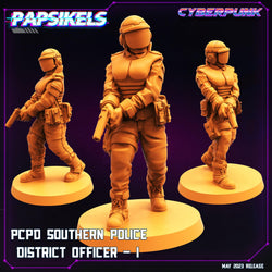 3D Printed Papsikels May 2023 Cyberpunk Pcpd Southern Police District Officer Set 28mm 32mm (Online Only)