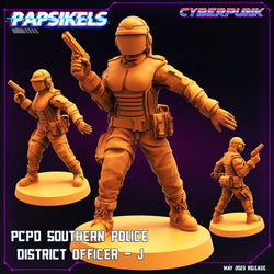 3D Printed Papsikels May 2023 Cyberpunk Pcpd Southern Police District Officer Set 28mm 32mm (Online Only)