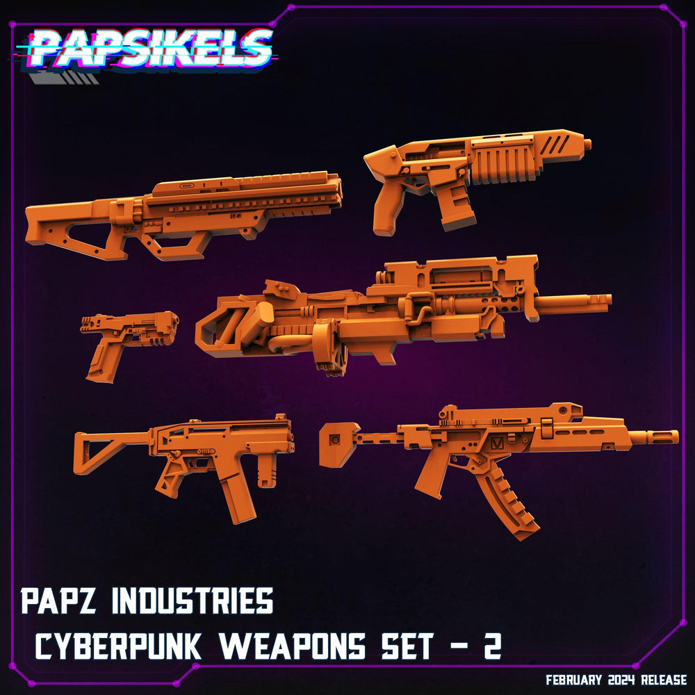 3D Printed Papsikels Papz Industries Cyberpunk Weapons Set 2 28mm 32mm (Online Only)