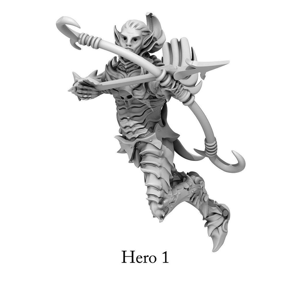 3D Printed Print Your Monsters Dark Elves Heroes Set 28mm - 32mm D&D Wargaming (Online Only)