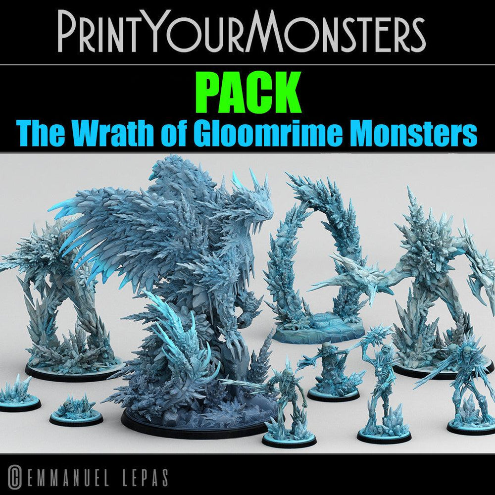 3D Printed Print Your Monsters Frozen Skeletons The Wrath of Gloomrime Monsters Part I Set 28mm - 32mm D&D Wargaming (Online Only)