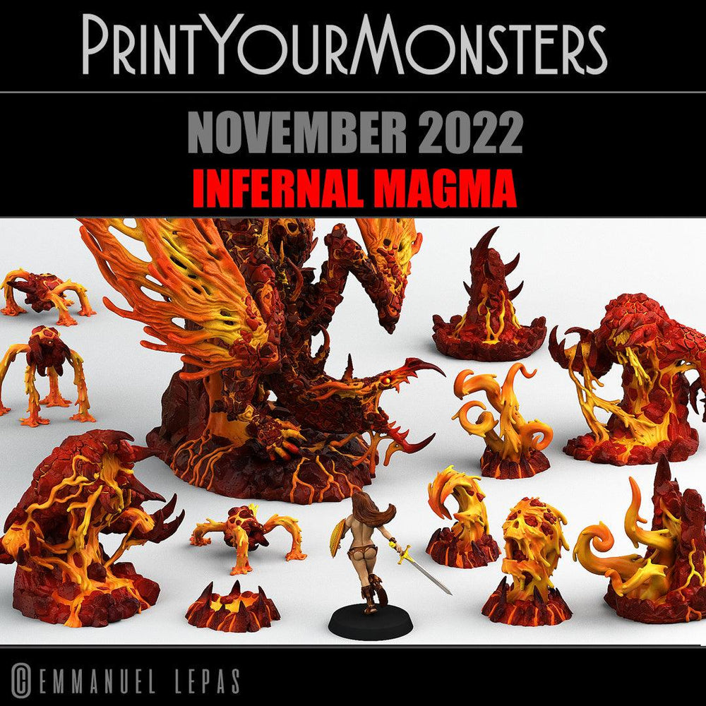 3D Printed Print Your Monsters Infernal Magma Skull and Hand 28mm - 32mm D&D Wargaming (Online Only)