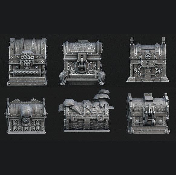 3D Printed Print Your Monsters Mimics Treasure Chests Set 28mm - 32mm D&D Wargaming (Online Only)