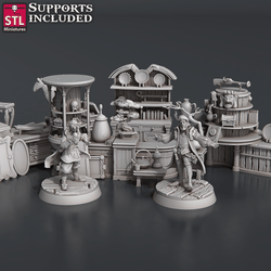 3D Printed STL Miniatures Antique Shop Set 28 - 32mm War Gaming D&D (Online Only)