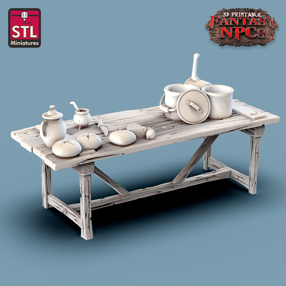 3D Printed STL Miniatures Cook Set Fantasy NPC 28mm - 32mm War Gaming D&D (Online Only)