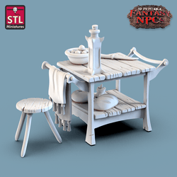 3D Printed STL Miniatures Cook Set Fantasy NPC 28mm - 32mm War Gaming D&D (Online Only)