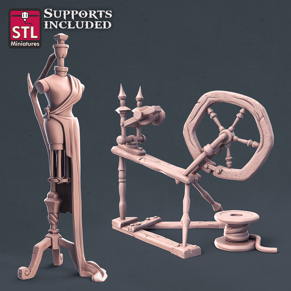 3D Printed STL Miniatures Fabric Seller Set 28mm - 32mm War Gaming D&D (Online Only)