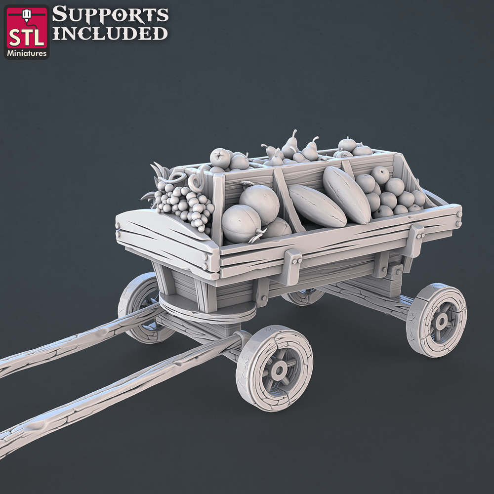 3D Printed STL Miniatures Food Vendors Set 28mm - 32mm War Gaming D&D (Online Only)