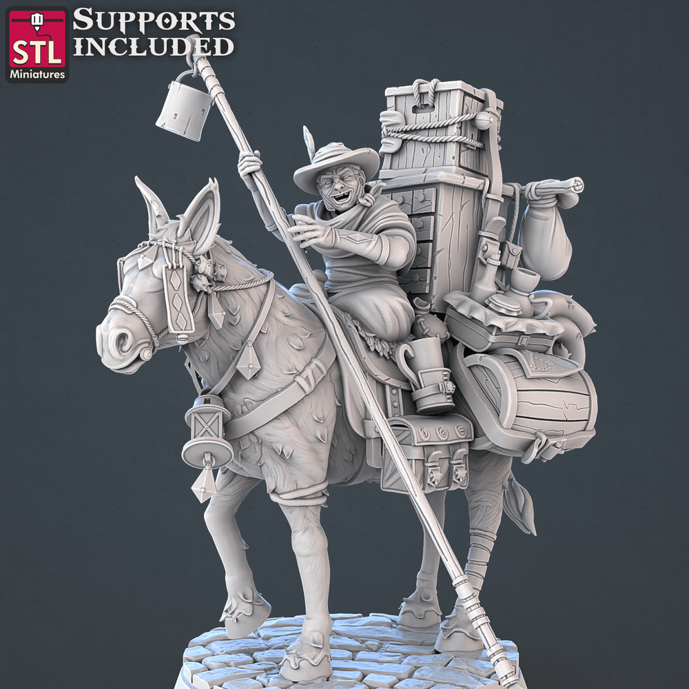 3D Printed STL Miniatures Food Vendors Set 28mm - 32mm War Gaming D&D (Online Only)