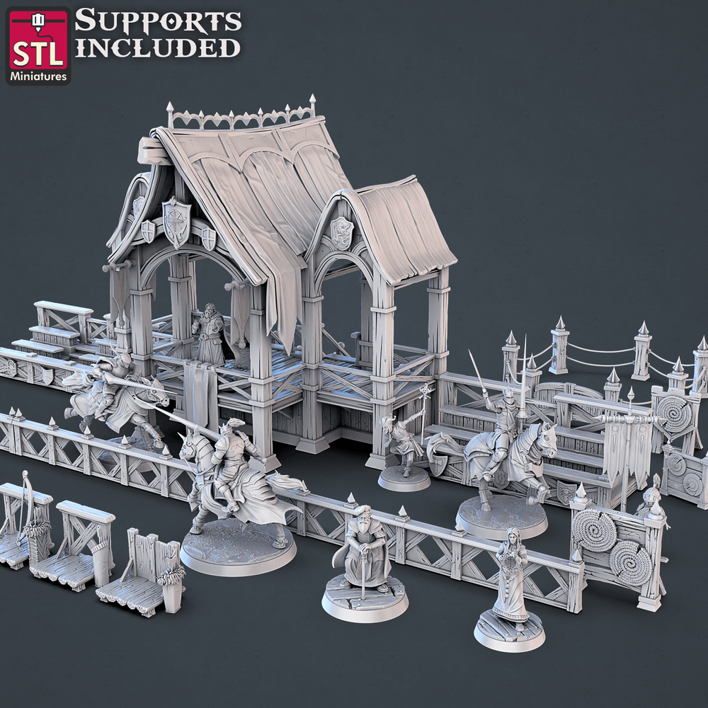 3D Printed STL Miniatures Jousting Set 28mm - 32mm War Gaming D&D (Online Only)