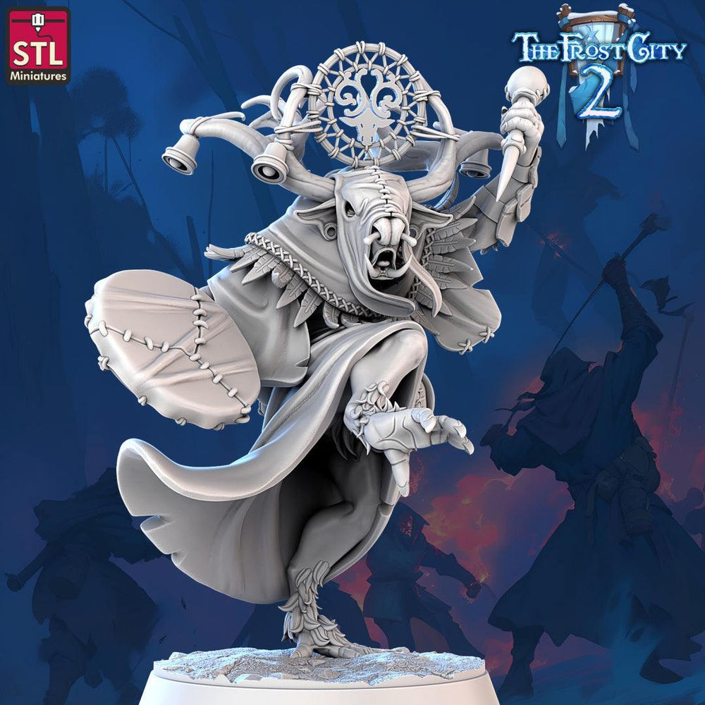 3D Printed STL Miniatures Rangifer Shamans The Frost City 2 28 - 32mm War Gaming D&D (Online Only)