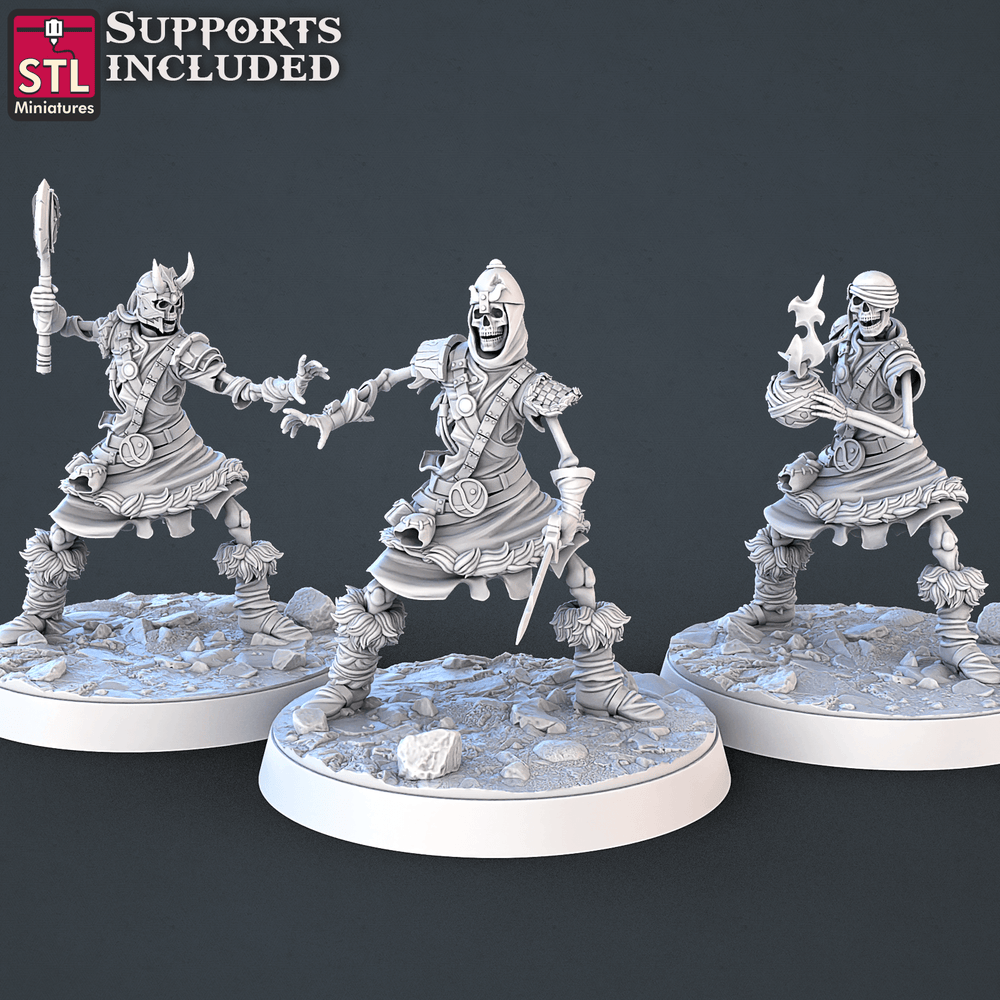 3D Printed STL Miniatures Skeletons Set 28mm - 32mm War Gaming D&D (Online Only)