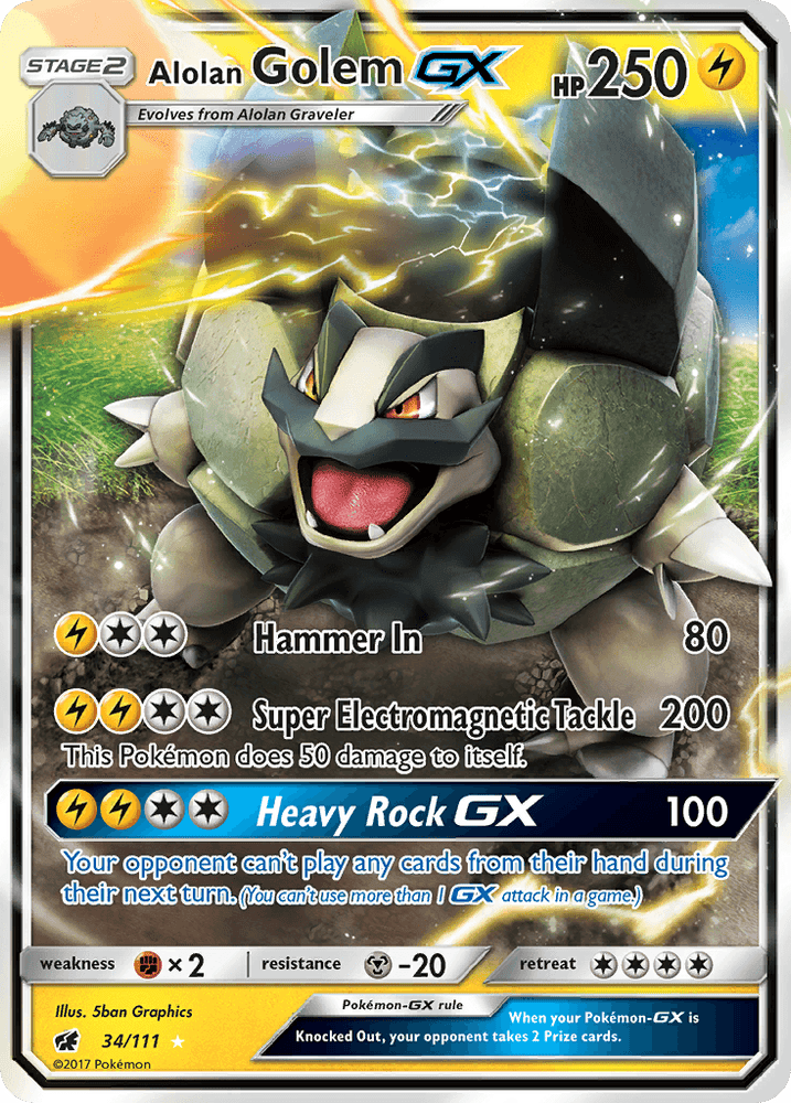 Alolan Golem GX (34/111) [Sun & Moon: Crimson Invasion] (Online Only)
