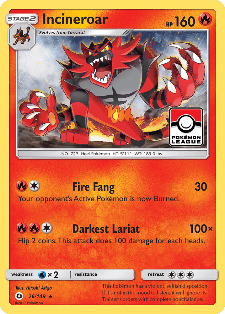 Incineroar (26/149) [Sun & Moon: Base Set] (Online Only)