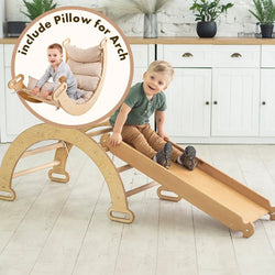 3in1 Montessori Climbing Set: Climbing Arch + Slide Board + Cushion – Chocolate (ONLINE ORDER ONLY)