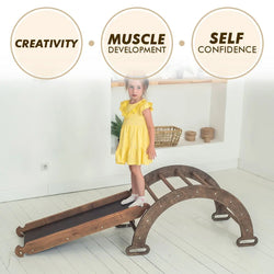 3in1 Montessori Climbing Set: Climbing Arch + Slide Board + Cushion – Chocolate (ONLINE ORDER ONLY)