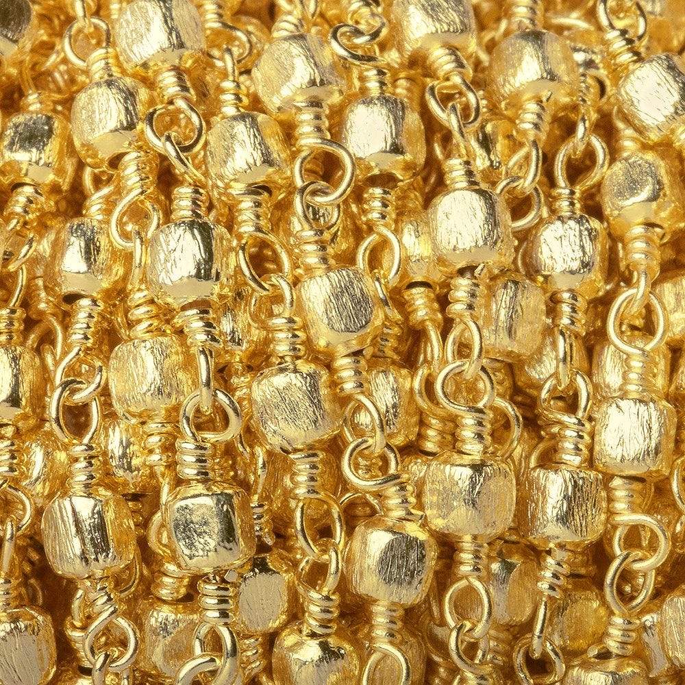 3mm 22kt Gold plated Brushed Cube Gold plated Chain by the foot (ONLINE ORDER ONLY)