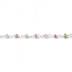 3mm Afghani Tourmaline faceted rondelle Silver .925 Chain by the foot 48 pcs (ONLINE ORDER ONLY)