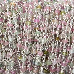 3mm Afghani Tourmaline faceted rondelle Silver .925 Chain by the foot 48 pcs (ONLINE ORDER ONLY)