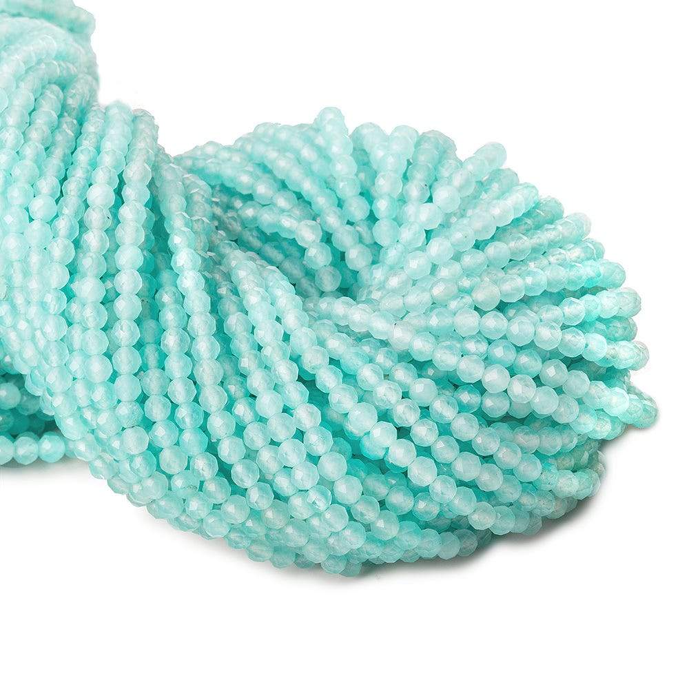 3mm Aqua Blue Chalcedony micro faceted round beads 13 inch 115 pieces (ONLINE ORDER ONLY)