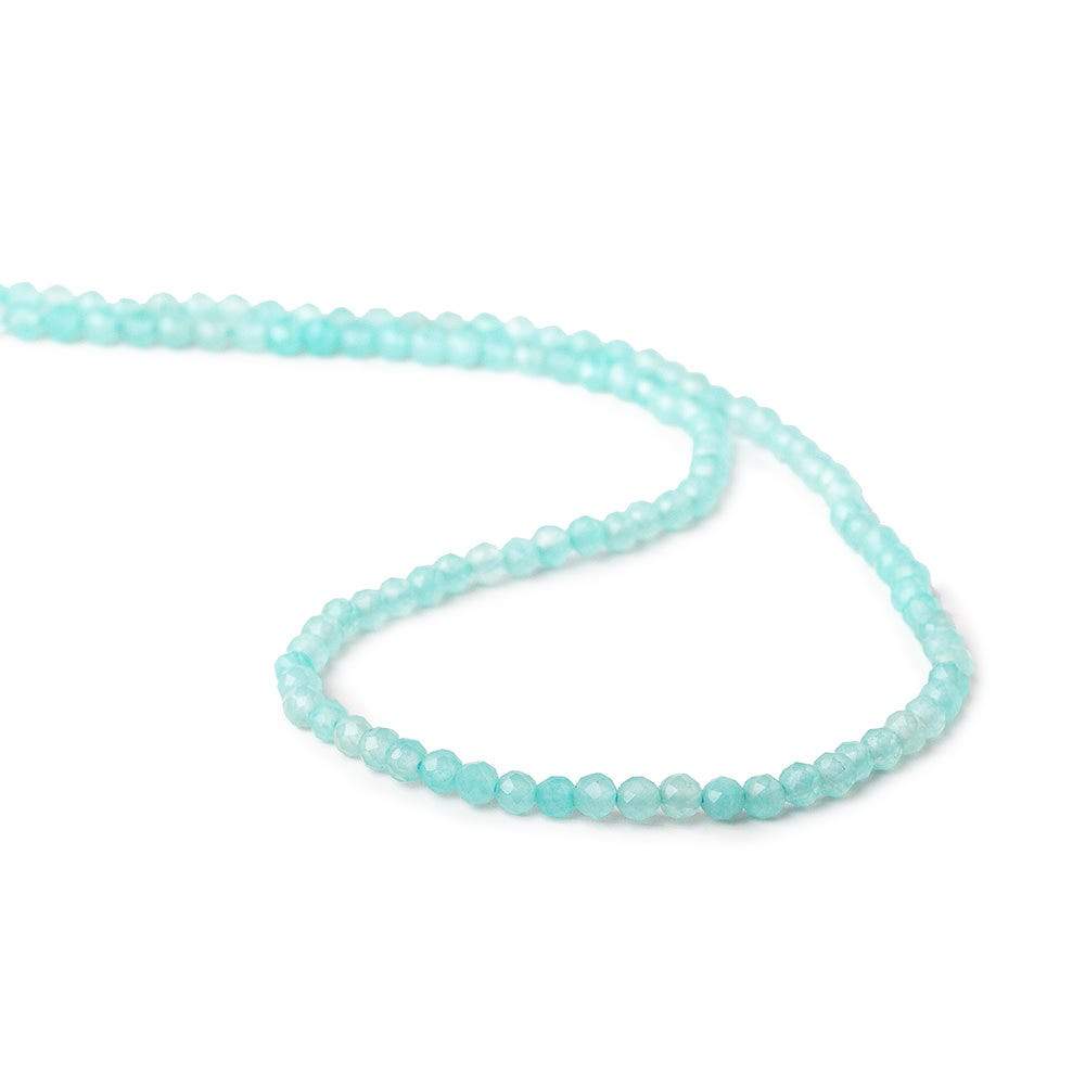 3mm Aqua Blue Chalcedony micro faceted round beads 13 inch 115 pieces (ONLINE ORDER ONLY)