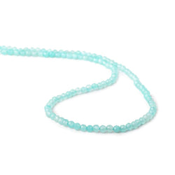 3mm Aqua Blue Chalcedony micro faceted round beads 13 inch 115 pieces (ONLINE ORDER ONLY)