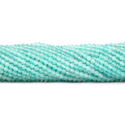 3mm Aqua Blue Chalcedony micro faceted round beads 13 inch 115 pieces (ONLINE ORDER ONLY)