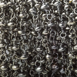 3mm Black Gold plated rondelle Black Gold plated Hand Wrapped Chain