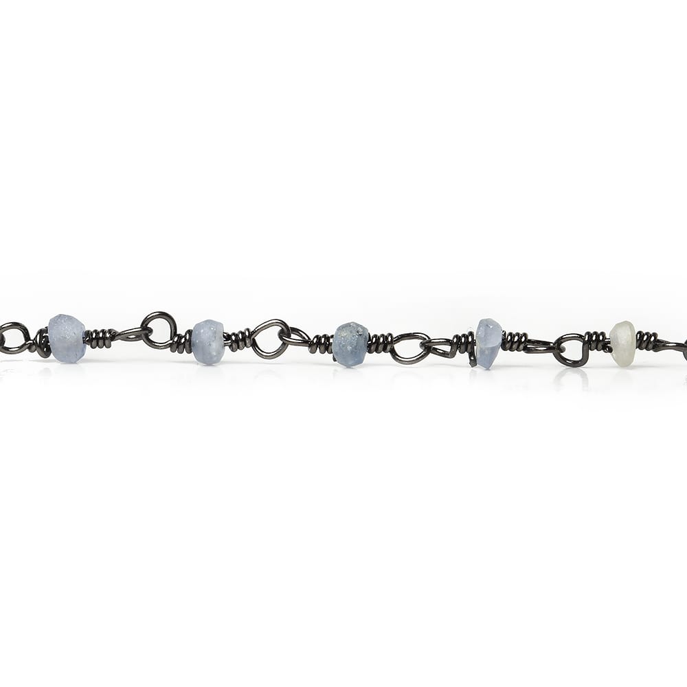 3mm Matte Blue Sapphire plain rondelle Black Gold Chain by the foot 35 pieces (ONLINE ORDER ONLY)
