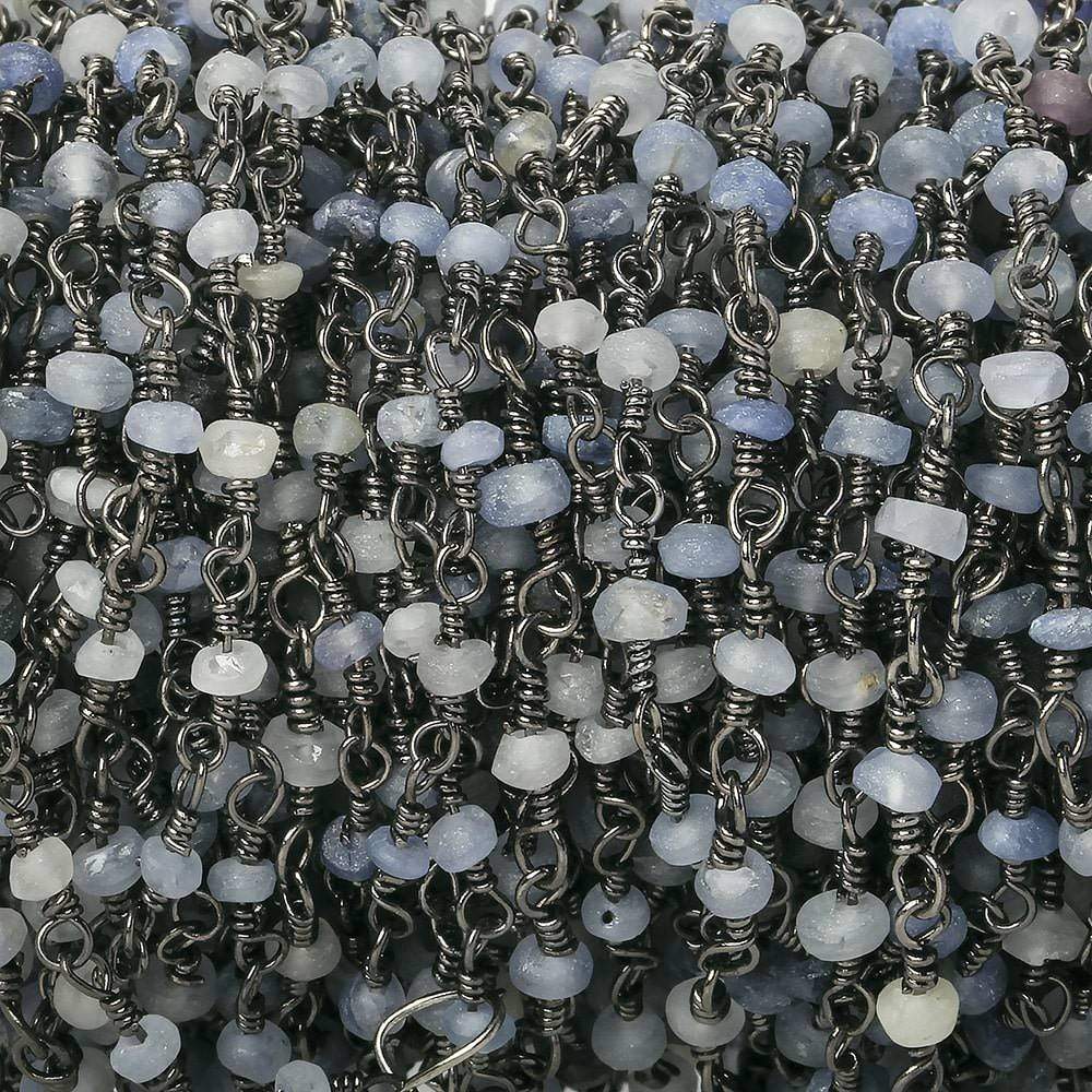 3mm Matte Blue Sapphire plain rondelle Black Gold Chain by the foot 35 pieces (ONLINE ORDER ONLY)