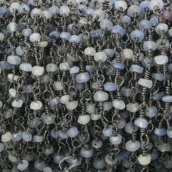 3mm Matte Blue Sapphire plain rondelle Black Gold Chain by the foot 35 pieces (ONLINE ORDER ONLY)