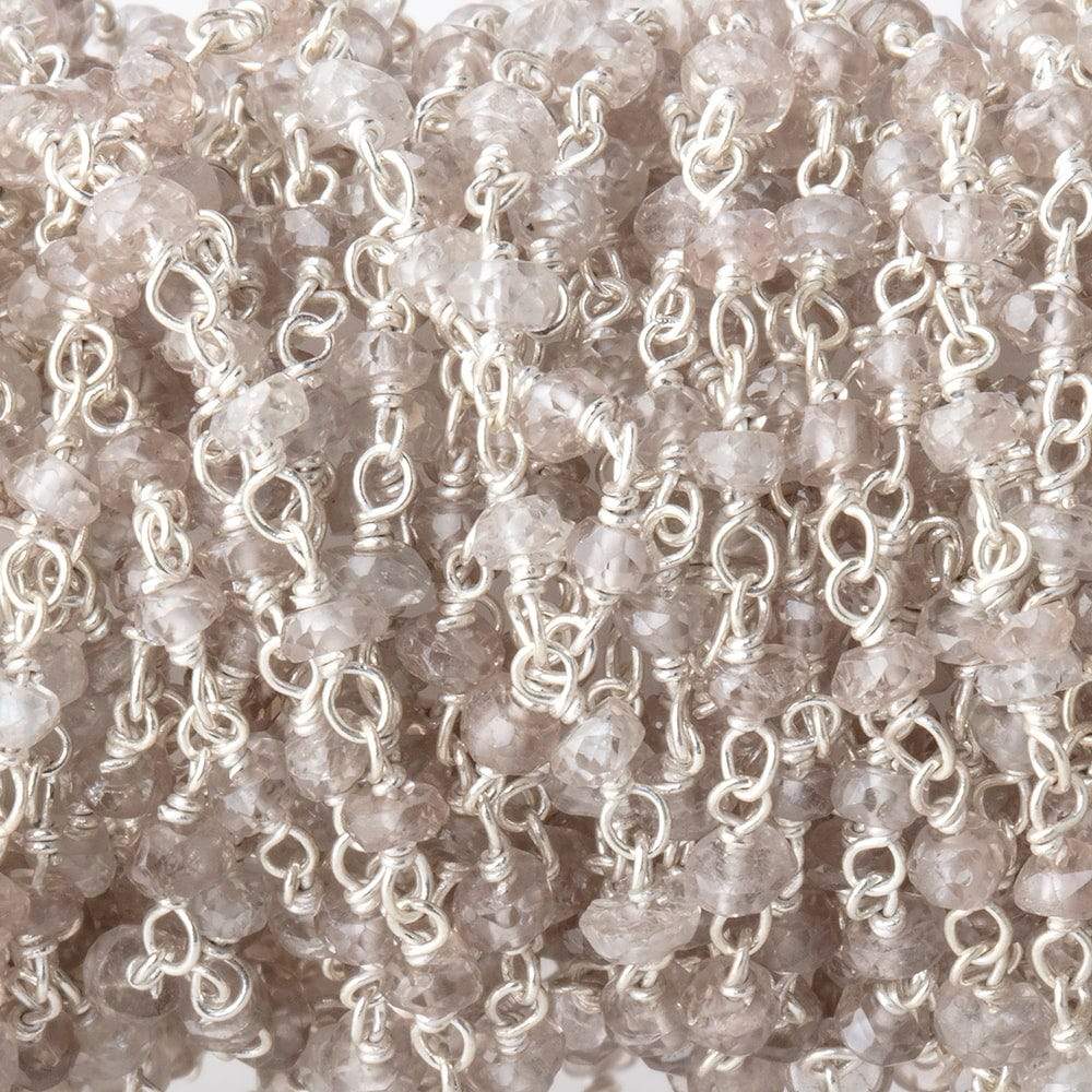 3mm Champagne Zircon faceted rondelle Sterling Silver Chain by the foot 47pcs (ONLINE ORDER ONLY)
