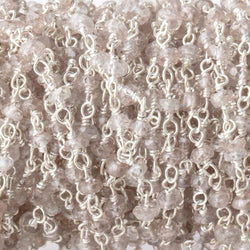 3mm Champagne Zircon faceted rondelle Sterling Silver Chain by the foot 47pcs (ONLINE ORDER ONLY)