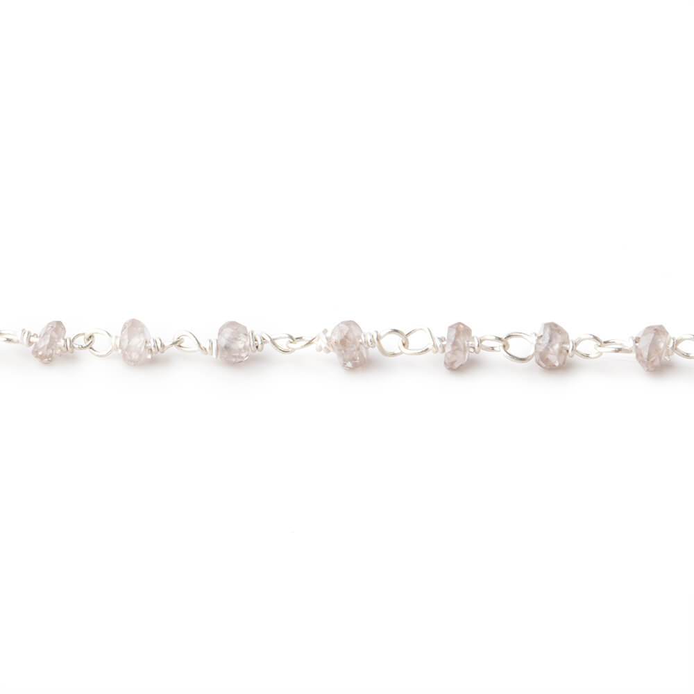 3mm Champagne Zircon faceted rondelle Sterling Silver Chain by the foot 47pcs (ONLINE ORDER ONLY)
