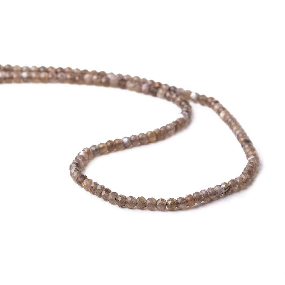 3mm Chocolate & Mink Grey moonstone microfaceted  beads 13 inch 120 pcs (ONLINE ORDER ONLY)