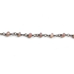 3mm Chocolate Moonstone faceted rondelle Black Gold Chain by the foot 36pcs