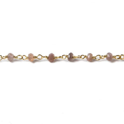 3mm Chocolate Moonstone faceted rondelle Gold plated Chain by the foot 42pcs (ONLINE ORDER ONLY)