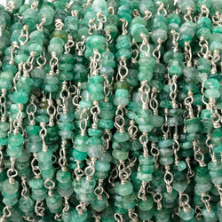 3mm Emerald Faceted Rondelle Trio on .925 Silver Chain (ONLINE ORDER ONLY)