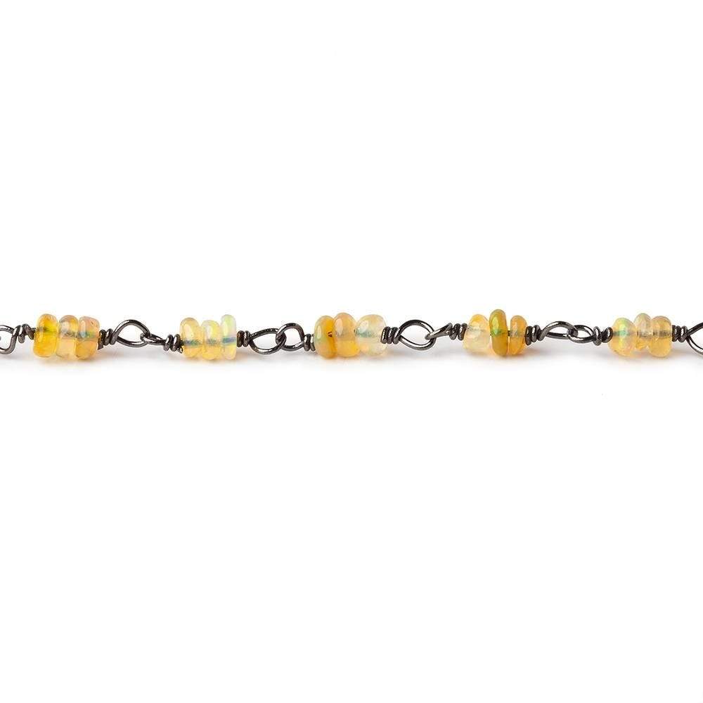 3mm Ethiopian Opal plain rondelle trio Black Gold .925 Silver Chain  AAA (ONLINE ORDER ONLY)