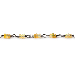 3mm Ethiopian Opal plain rondelle trio Black Gold .925 Silver Chain  AAA (ONLINE ORDER ONLY)